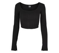 Urban Classics Short Rib Corsage Long Sleeve T-shirt Nero M Donna