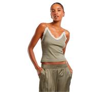 Urban Classics Top in pizzo TB7514A Donna senza maniche scollo a V 2 pezzi Verde L