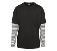 Urban Classics Oversized Double Layer Striped LS Tee, Maglietta a Maniche Lunghe Uomo, Nero (Black), XXL
