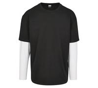 Urban Classics Oversized Shaped Double Layer LS Tee T-Shirt, Multicolore (Black/White 00826), M Uomo