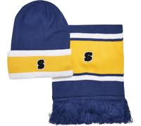 Urban Classics Pacchetto squadra universitaria Beanie e sciarpa Spaceblue/Californiayellow/Wht Einheitsgröße Blu