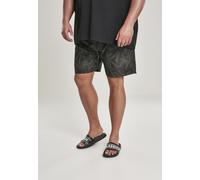 Urban Classics Pantaloncini da bagno con motivo Palm/Olive M Verde