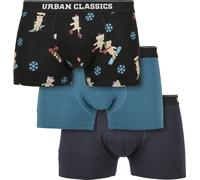 Urban Classics Pantaloni Boxer biologici X-Mas 3-Pack Teddy Aop+Jasper+Navy S Multicolore