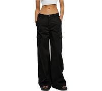 Urban Classics Pantaloni Cargo Twill da donna a vita alta e ampia Nero W27