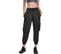Urban Classics Pantaloni cargo da donna a vita alta, in nylon, Pantaloni, Donna, Nero, 5XL Plus