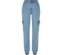 Urban Classics Pantaloni cargo da donna in denim biologico elasticizzato Clearblue Bleached 29 Blu