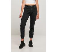 Urban Classics Pantaloni cargo da donna in denim elasticizzato nero lavato 34 Nero