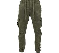 URBAN CLASSICS Pantaloni Cargo da Uomo, Cargo Joggers con Stampa Militare, Pantaloni Comodi per Uomo, Pantaloni Joggings con Apertura Gamba Elastica, Colori: Camo Oliva, Taglia: 44