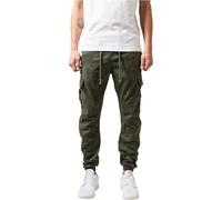 URBAN CLASSICS Pantaloni Cargo da Uomo, Cargo Joggers con Stampa Militare, Pantaloni Comodi per Uomo, Pantaloni Joggings con Apertura Gamba Elastica, Colori: Camo Oliva, Taglia: 32