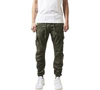 URBAN CLASSICS Pantaloni Cargo da Uomo, Cargo Joggers con Stampa Militare, Pantaloni Comodi per Uomo, Pantaloni Joggings con Apertura Gamba Elastica, Colori: Camo Oliva, Taglia: 44
