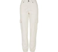 Urban Classics Pantaloni Cargo in denim biologico elasticizzato da donna Offwhite Raw 33 Bianco