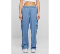 Urban Classics Ladies Light Denim Cargo Pants, Pantaloni Donna, Skyblue Washed,