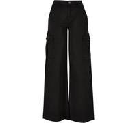 Urban Classics Pantaloni da donna Pantaloni da donna a vita alta e gamba larga in Twill Cargo 34 Nero