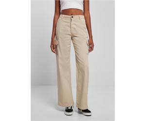 Urban Classics Pantaloni da donna Pantaloni Cargo dritti a vita alta Softseagrass 34 Beige