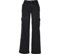 Urban Classics Pantaloni da donna Pantaloni cargo in denim dritti a vita alta da donna 32 Nero