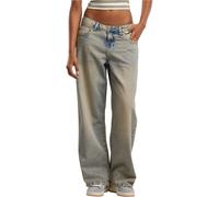 Urban Classics Pantaloni Jeans Baggy Fit In Denim A Vita Bassa Da Donna Nuovi