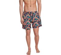 Urban Classics Pattern Swim Shorts Palm Uomo Bermuda Nero/Oliva 100% Poliestere