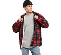 Urban Classics Plaid Teddy Lined Shirt Jacket Giacche, Rosso/Nero, XL Uomo