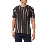 Urban Classics Printed Oversized Retro Stripe Tee, T-shirt Uomo, Blu (Blu Navy/Burnedred), L