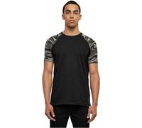 Urban Classics Raglan Contrast Tee, Maglietta Uomo, Nero/Camouflage, 3XL