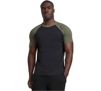 Urban Classics Raglan Contrast Tee, Maglietta Uomo, Nero/Verde (Oliva), 4XL