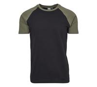 Urban Classics Maglietta Uomo Raglan Contrast Tee Nero/Verde (Oliva) M