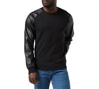 Urban Classics Raglan Leather Imitation Crew Felpa, Nero (Blk/Blk 00017), Large Uomo