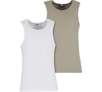 Urban Classics Ribbed Undershirt 2-Pack Uomo Canotta oliva/bianco S 100% cotone Slim Fit