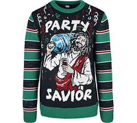 Urban Classics Savior Christmas Sweater Felpe, Nero/X-Masgreen, S Unisex-Adulto