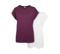 URBAN CLASSICS Set 2 T-Shirts da Donna con Corta, Maglietta a Maniche Arrotolate da Donna, Colore bianco/cherry, M