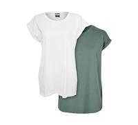 URBAN CLASSICS Set 2 T-Shirts da Donna con Corta, Maglietta a Maniche Arrotolate da Donna, Colore bianco/paleleaf, XL