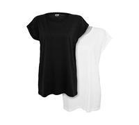 URBAN CLASSICS Set 2 T-Shirts da Donna con Corta, Maglietta a Maniche Arrotolate da Donna, Colore nero/bianco, L