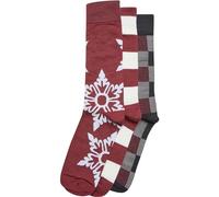 Urban Classics Christmas Snowflakes Socks 3-Pack Calzini, Burgundy, 39-42 Unisex-Adulto