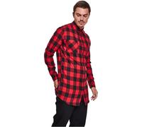 Urban Classics Side-Zip Long Checked Flanell Shirt Camicia, Multicolore (Blk/Red 00044), Small Uomo