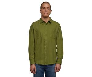 Urban Classics Solid Flannel Shirt Uomo Camicia Maniche Lunghe Verde Oliva S 100% Cotone Regular