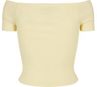 Urban Classics T-shirt a costine da donna senza spalla, giallo tenue 3XL Giallo