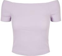 Urban Classics T-shirt a costine da donna senza spalla, lilla 5XL Viola