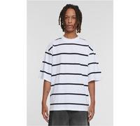 Urban Classics - T-shirt a righe moderne con maniche oversize bianco/nero - L