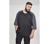 URBAN CLASSICS Maglietta da Uomo con Manica a Tre Quarti, Scollo Totondo, in Cotone, Lunghezza Regolare, Stile Casual, Colore: Nero/Grigio, Taglia: 3XL