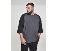 URBAN CLASSICS Maglietta da Uomo con Manica a Tre Quarti, Scollo Totondo, in Cotone, Lunghezza Regolare, Stile Casual, Colore: Grigio/Nero, Taglia: S