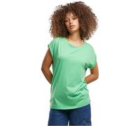 URBAN CLASSICS t-shirt da Donna con Manica Arrotolata, Maglietta a Maniche Corte da Donna in Cotone, Tee Shirt con Scollo Rotondo e Spalle Arrotondate, Colore: Rosso Ciliegia, Taglia: XXL