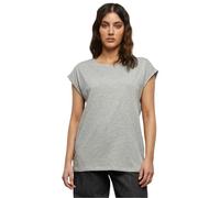 URBAN CLASSICS t-shirt da Donna con Manica Arrotolata, Maglietta a Maniche Corte da Donna in Cotone, Tee Shirt con Scollo Rotondo e Spalle Arrotondate, Colore: Grigio, Taglia: L