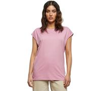 URBAN CLASSICS t-shirt da Donna con Manica Arrotolata, Maglietta a Maniche Corte da Donna in Cotone, Tee Shirt con Scollo Rotondo e Spalle Arrotondate, Colore: Rosa, Taglia: XL