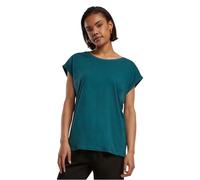URBAN CLASSICS t-shirt da Donna con Manica Arrotolata, Maglietta a Maniche Corte da Donna in Cotone, Tee Shirt con Scollo Rotondo e Spalle Arrotondate, Colore: Rosso Ciliegia, Taglia: XXL