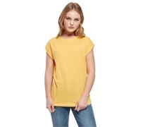 URBAN CLASSICS t-shirt da Donna con Manica Arrotolata, Maglietta a Maniche Corte da Donna in Cotone, Tee Shirt con Scollo Rotondo e Spalle Arrotondate, Colore: Rosso Ciliegia, Taglia: XXL