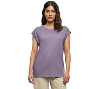 URBAN CLASSICS t-shirt da Donna con Manica Arrotolata, Maglietta a Maniche Corte da Donna in Cotone, Tee Shirt con Scollo Rotondo e Spalle Arrotondate, Colore: dusty purple, Taglia: XXL
