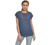 URBAN CLASSICS t-shirt da Donna con Manica Arrotolata, Maglietta a Maniche Corte da Donna in Cotone, Tee Shirt con Scollo Rotondo e Spalle Arrotondate, Colore: VINTAGE BLUE, Taglia: L