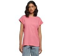 URBAN CLASSICS t-shirt da Donna con Manica Arrotolata, Maglietta a Maniche Corte da Donna in Cotone, Tee Shirt con Scollo Rotondo e Spalle Arrotondate, Colore: Rosso Ciliegia, Taglia: XXL