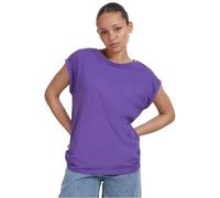 URBAN CLASSICS t-shirt da Donna con Manica Arrotolata, Maglietta a Maniche Corte da Donna in Cotone, Tee Shirt con Scollo Rotondo e Spalle Arrotondate, Colore: Rosso Ciliegia, Taglia: XXL