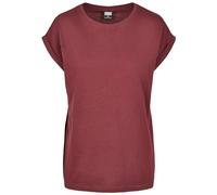 URBAN CLASSICS t-shirt da Donna con Manica Arrotolata, Maglietta a Maniche Corte da Donna in Cotone, Tee Shirt con Scollo Rotondo e Spalle Arrotondate, Colore: Rosso Ciliegia, Taglia: XXL